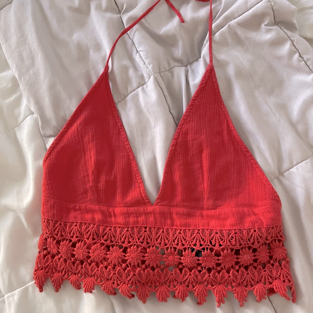Red crochet top